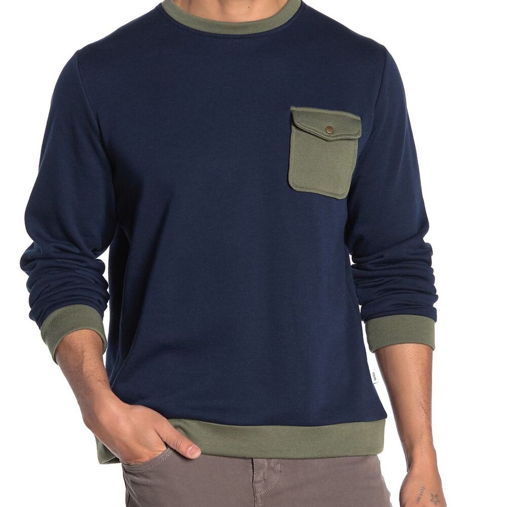 Onia Hudson Colorblock Crew Neck Sweatshirt Men's Large Navy Green